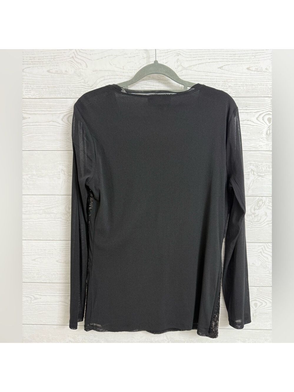 INC Int’l Concepts Women’s Black Shear Sequin Long Sleeve Top. Size XL - Picture 2 of 6